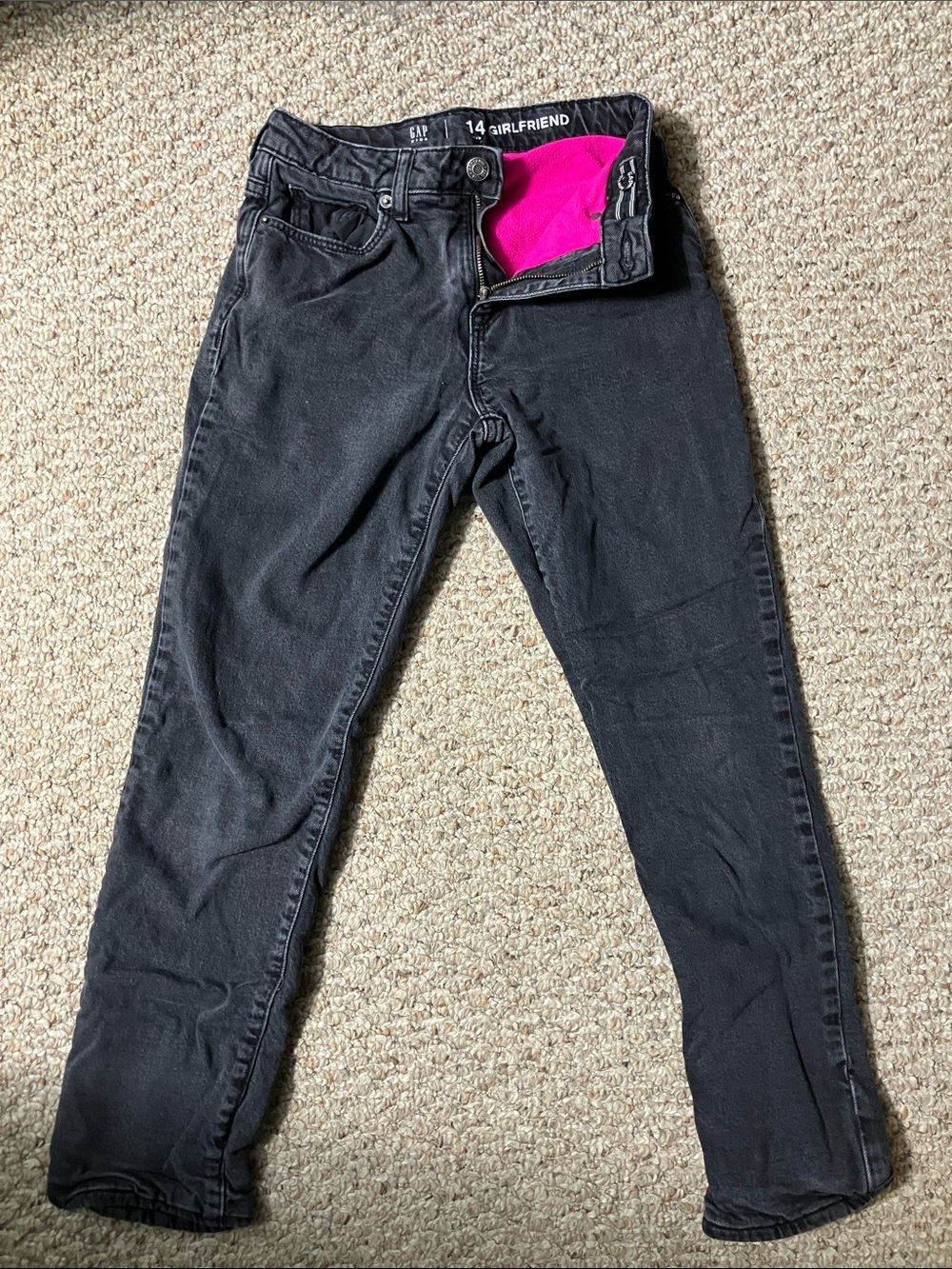 GAP Kids Fleece Lined Boyfriend Jeans pink fleece